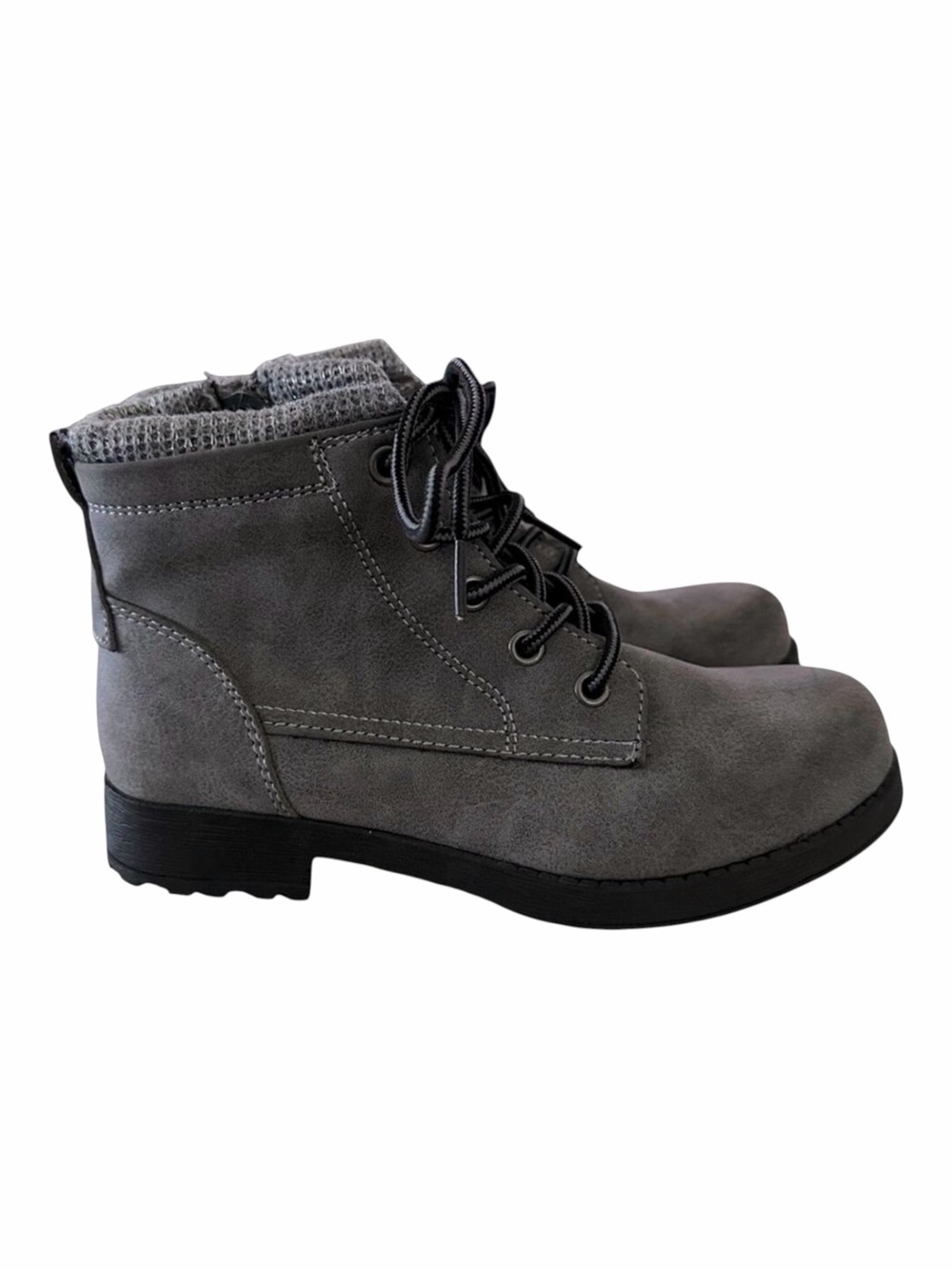 Sporto kids ankle boots, medium gray size 3 lace up.‎ Side zipper